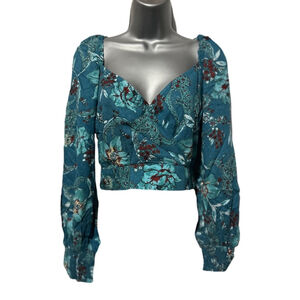 Teal Floral Women's Blouse